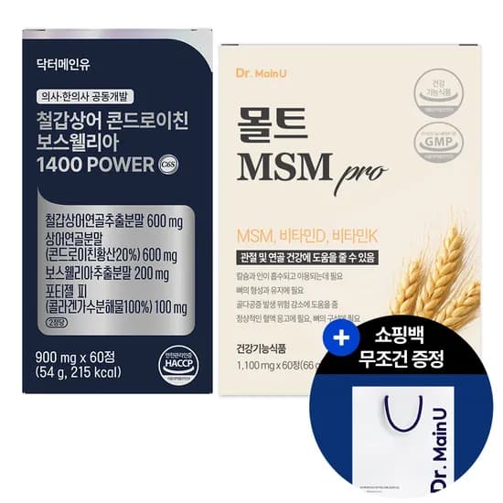 철갑상어 콘드로이친 상어연골 CS6형 + 몰트 MSM 관절 연골 프리미엄 영양제 더블기획