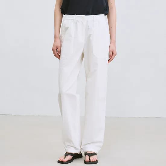 cotton pocket drawstring pants (white)