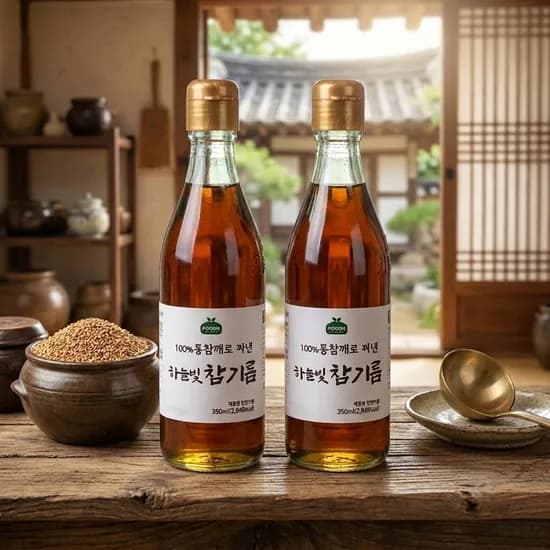 100% 통참깨 진하고 고소한 하늘빛 참기름 350ml+350ml