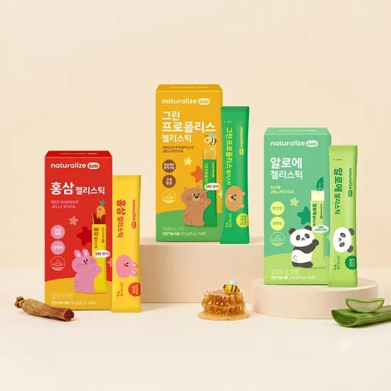 네추럴라이즈 키즈 젤리스틱 3종 혼합 / 그린 프로폴리스 홍삼 알로에