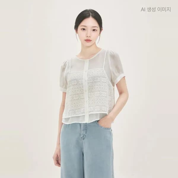 로엠 레이스 뷔스티에 블라우스 RMBLG38S11 37,580원