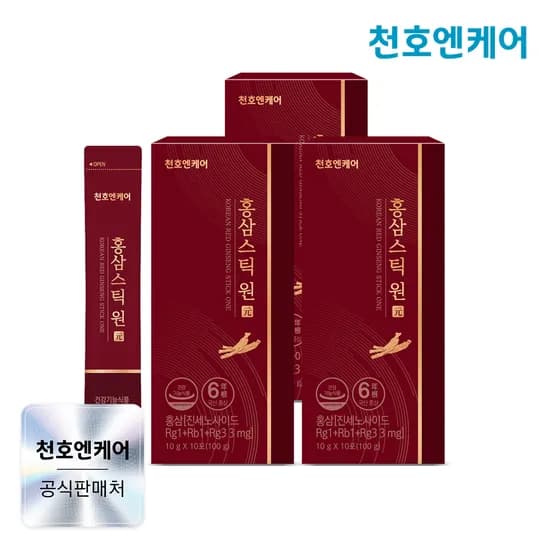 천호엔케어 강원도 6년근 홍삼진액 면역력 홍삼스틱 원 10포, 3개