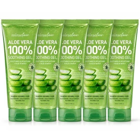 휴대용 순도100% 알로에베라 수딩젤 촉촉 수분보습 무알콜 진정 쿨링겔 100ml, 5개