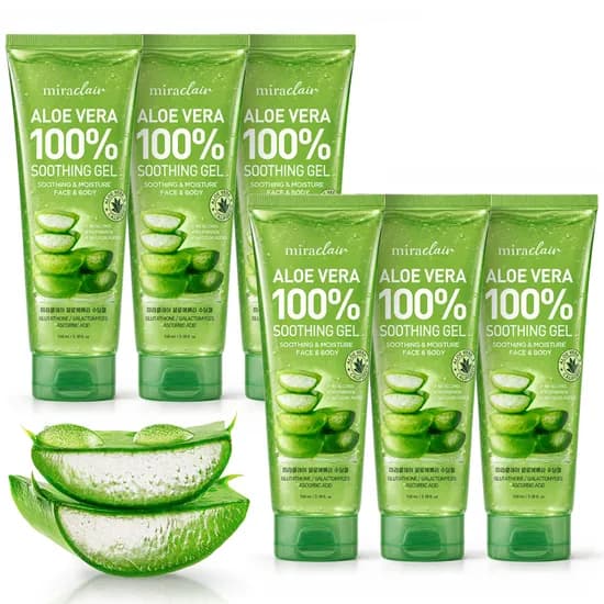 휴대용 순도100% 알로에베라 수딩젤 촉촉 수분보습 무알콜 진정 쿨링겔 100ml, 6개