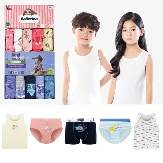 아동팬티 5매 세트 면 쿨 메쉬 인견 남아 여아 팬티 순면 런닝 키즈 유아 속옷