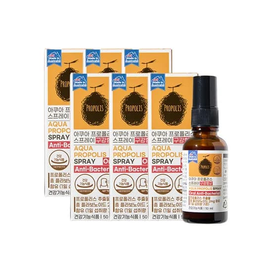 수용성 무알콜 프로폴리스 스프레이 호주산 구강항균 50ml, 6개