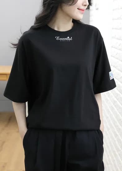 SINCLAIR 싱클레어 에센셜 네크포인트 유니섹스 티셔츠 블랙 오버핏 빅사이즈 반팔 남자 여자