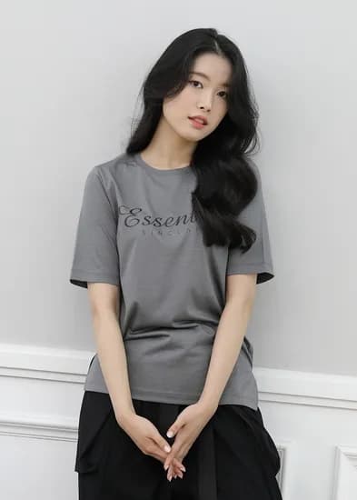 SINCLAIR 싱클레어 에센셜로고 프리미엄 코튼실크 티셔츠 그레이, SMALL