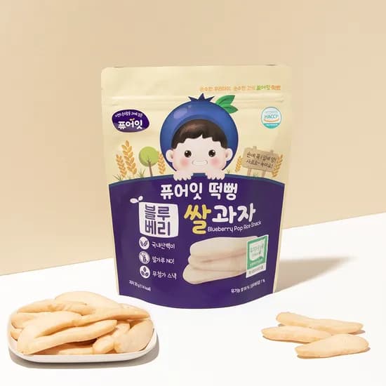 퓨어잇 떡뻥 유기농 블루베리 쌀과자 아이간식