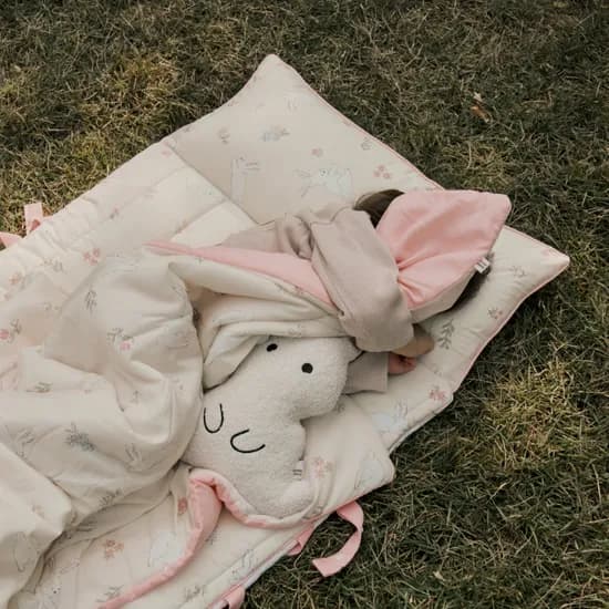 올데이 일체형 어린이집 듀얼 낮잠이불 듀라론 모달 사계절 패드 블루밍래빗