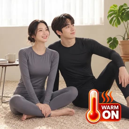 겨울 보온 발열내의 기모 남자 여성 성인내복 라운드 상의 B018