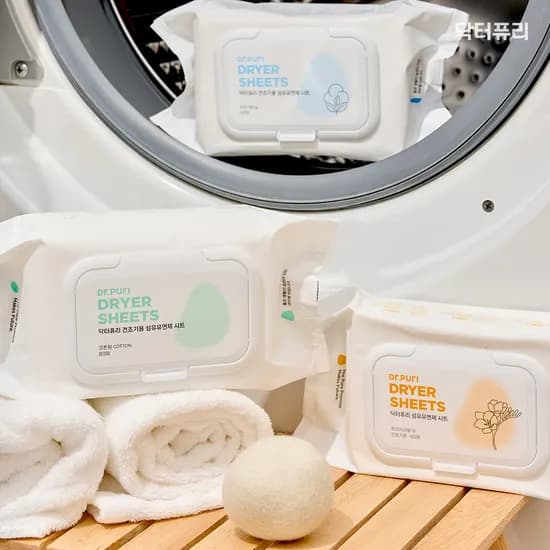 닥터퓨리 건조기시트 섬유유연제 80매 x 2입(160매) 알러젠프리 드라이시트 정전기방지 필터먼지제거
