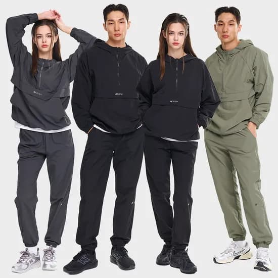 남자 여성 캠프 러닝 아노락 세트 자켓 조거 후드 러닝복 바람막이 런닝 등산복