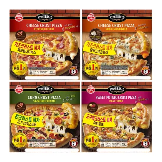 오뚜기 크러스트 피자 4종 고르곤졸라+시그니처 익스트림+페페로니 디럭스피자+미트콤보
