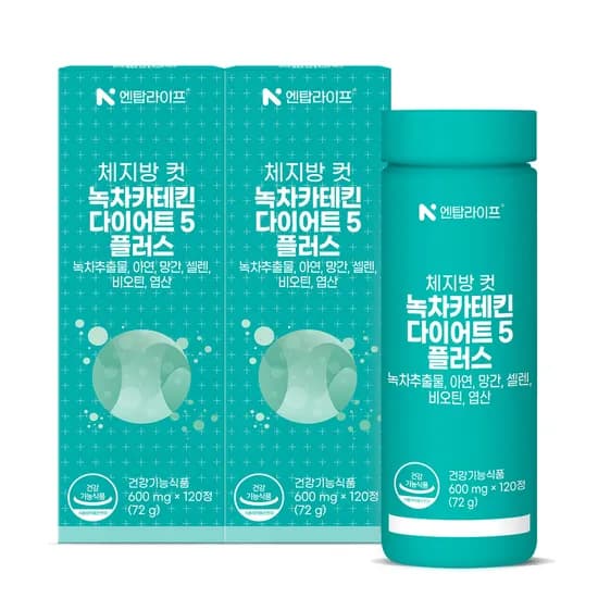 4개월 엔탑라이프 체지방 컷 녹차카테킨 다이어트5 플러스 120정, 2개