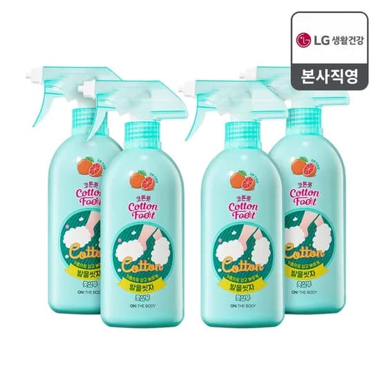 온더바디 코튼풋 발을씻자 풋샴푸 385ml 자몽 4개