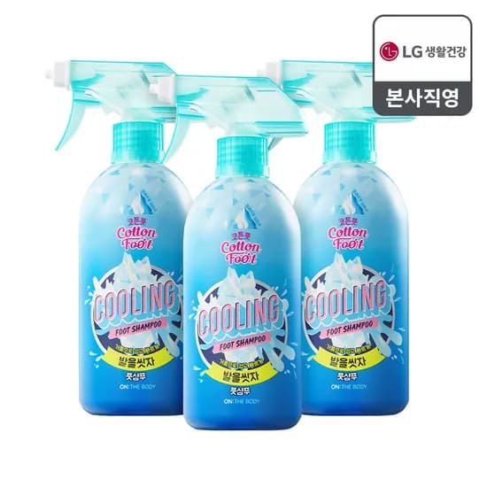 온더바디 코튼풋 발을씻자 풋샴푸 385ml 쿨링 3개