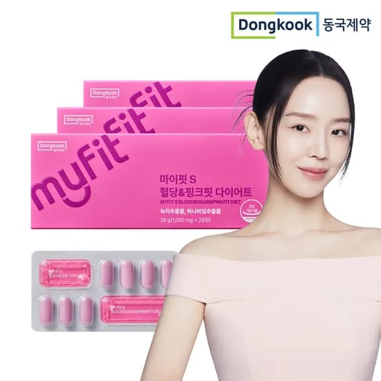동국제약 마이핏S 혈당핑크핏 다이어트 체지방감소 녹차카테킨 바나바잎추출물 28정, 3개