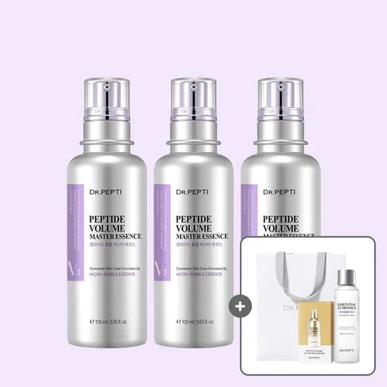 닥터펩티 펩타이드 볼륨 마스터 에센스 105mlx3개 + (증정)루미너스 트리트먼트 160ml + 파우치 20매입 + 쇼핑백 버블 제형 거품에센스