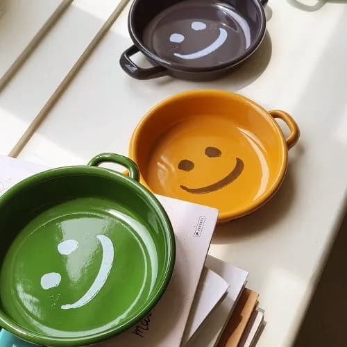 에딩 스마일 크루 법랑 손잡이 접시 핸들 디쉬 4 color