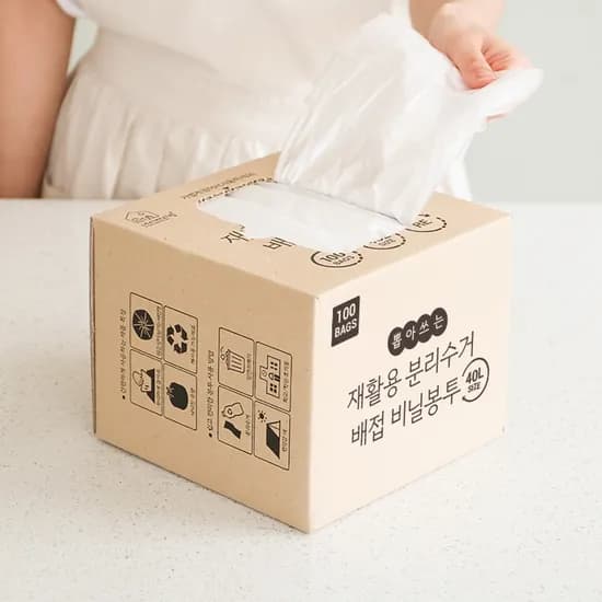 재입고! 뽑아쓰는 티슈형 분리수거 배접 비닐봉투100매_4size