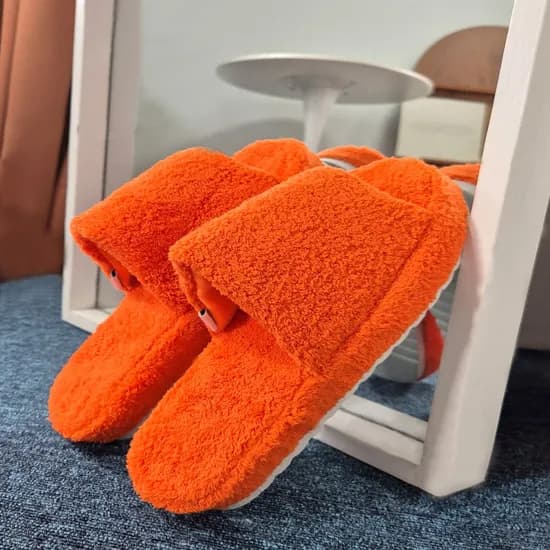 포근한 워셔블 층간소음 키높이 슬리퍼 사무실 홈 사계절 실내화 타올 룸슈즈 Orange