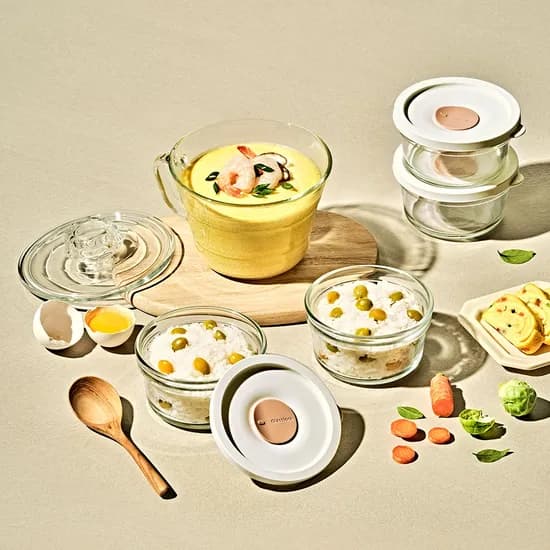렌지쿡 계란찜용 햇밥용기 원형 4조 세트 코지밀크