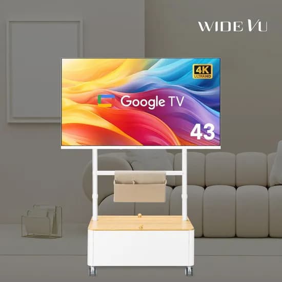 와이드무빙뷰 화이트 이동식 수납스탠드 세트 43인치(109cm)4K UHD 구글 스마트TV