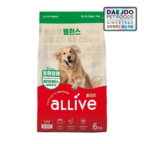 밸런스 장건강 레시피 전연령 유산균 강아지 사료 6kg
