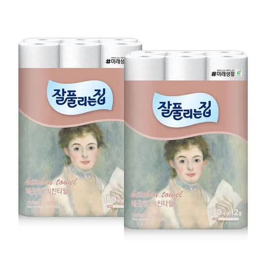 잘풀리는오늘의집 키친타월 150매 12롤 * 2팩 (총 24롤)