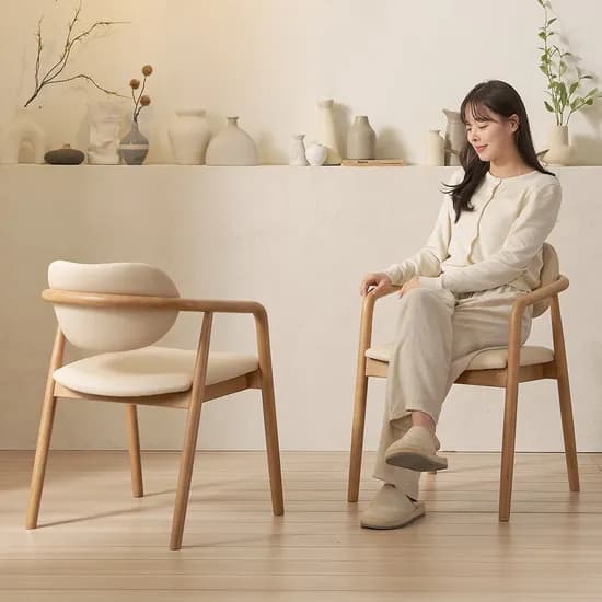 하모니 고무나무 원목 디자인 체어 인테리어 카페 식탁 의자