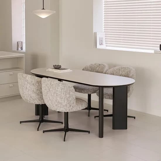 레브 블랙 타원형 테이블 포세린 세라믹 식탁 1800/2000 2size