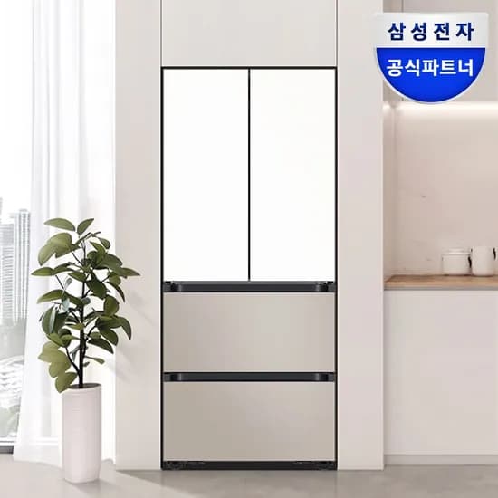 비스포크 AI 4도어 김치냉장고 키친핏 Max 420L RK70F42M2ZG 화이트/베이지