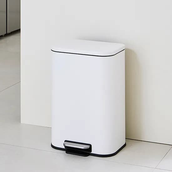 디럭스 스텐 페달 휴지통 20L 화이트 슬림 종량제