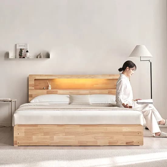 레임 3단 빅서랍 LED 원목 수납 침대 (라지킹_LK)