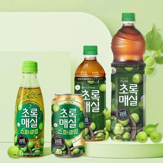 초록매실 스파클링 제로 350ml 20개/24캔 외 매실제로 골라담기(유/무라벨 랜덤발송)