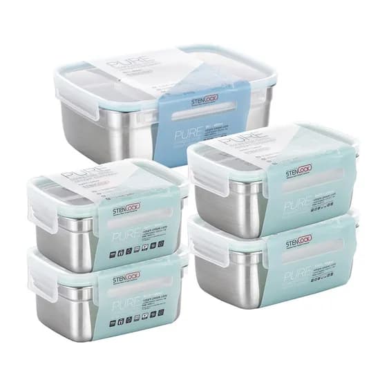 퓨어 국산 스텐 밀폐용기 스텐김치통 5P 6P 8P 세트