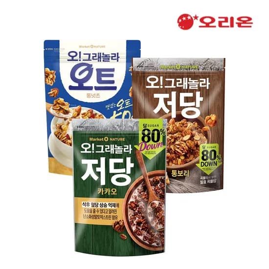 오그래놀라 저당 카카오 330g+저당 통보리 360g +오트 통넛츠 360g