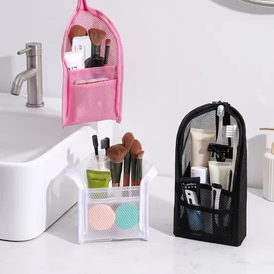 1+1 세워쓰는 메쉬 세면도구 파우치 3colors 여행 물놀이 화장품 샤워가방 세면백