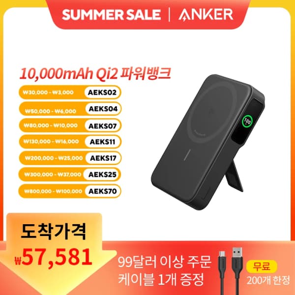 Anker  파워 스테이션,60,000mAh, 87W($89.85)/Anker MagGo($32.54)/무료