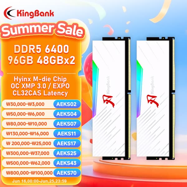 SSD+RAM 역대가) SSD 크루셜 500GB($26.8) 1TB($43.5) 킹뱅크 RAM 48GB($99.5) 32GB 64GB 96GB 다양
