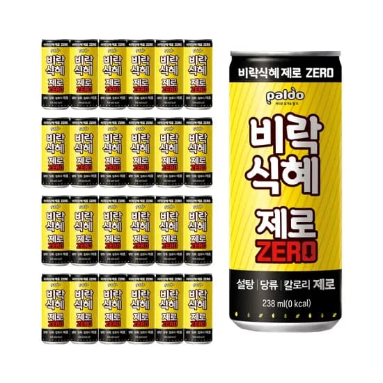 팔도 비락 제로 식혜 슬림캔 238ml x 24개 (9,234원/무배)