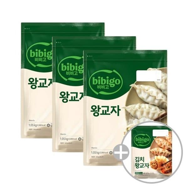 비비고 왕교자1.05kg x3봉 + 김치왕교자315g x1봉 (24,640원/무료)