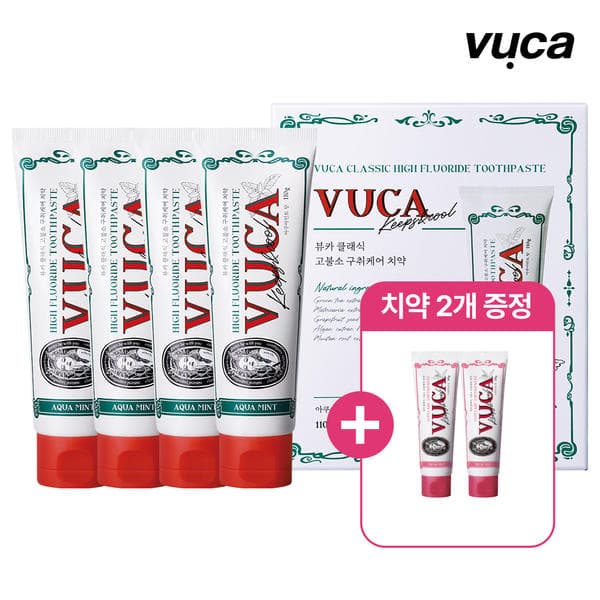뷰카 고불소 구취케어 치약 아쿠아민트향 4개 + 잇몸케어 2개 (9,920원/무료)