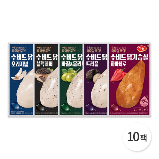 하림 냉장 수비드 닭가슴살 110g 5+5팩 (페이코 17,066원/무료)4
