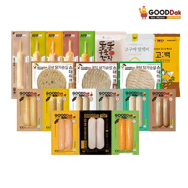 굳닭 닭가슴살 소시지 청양고추/훈제/오리지널 100g 20개(23,110원/무배)