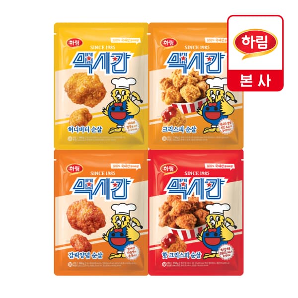 맥시칸 순살 치킨 4봉 (크리스피, 핫크리스피, 허니버터, 갈릭양념) (멤버십 22,220원/무료)1