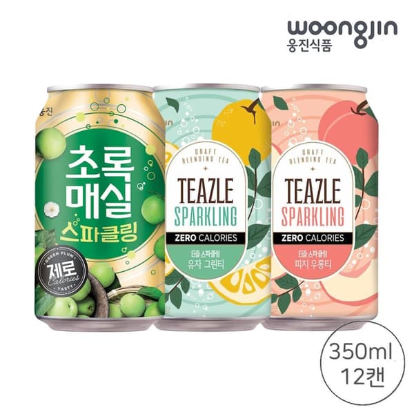초록매실 스파클링 제로+티즐 스파클링 제로 12개 혼합 (7,490원/무배)1
