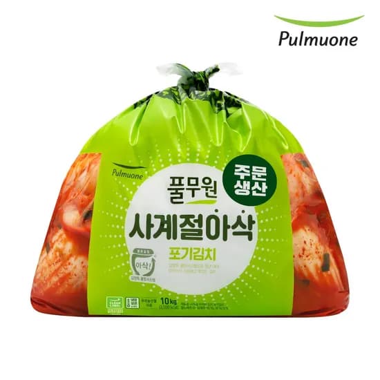 네이버멤버십_ 풀무원 사계절아삭 포기김치 10kg (45,310원/무료)