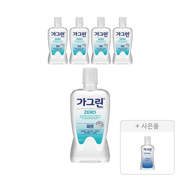 가그린 제로 820ml 5개 + 오리지널 100ml (18,900원/무료)5